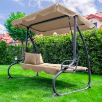Leagăn de grădină FunFit Relax Plus (1602) Beige/ 200 kg photo 4