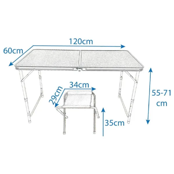 Masă de grădină Royokamp Camping Table + 4 Chairs Oxford White photo 9