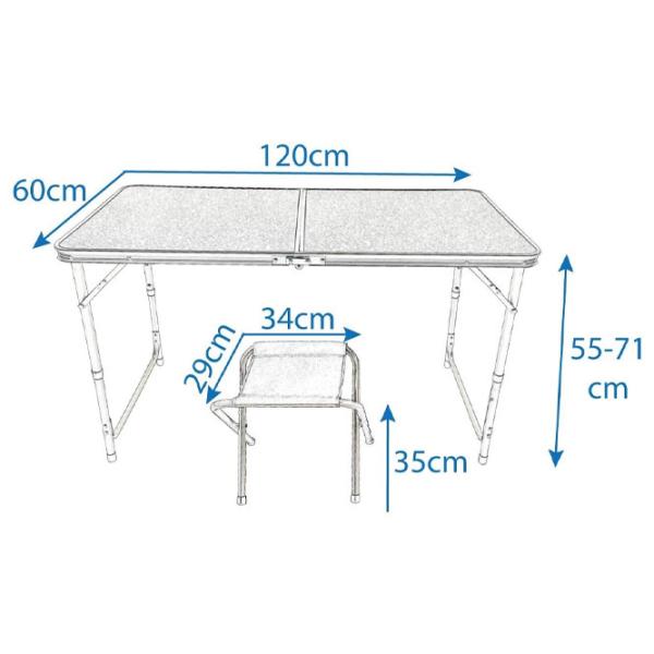 Masă de grădină Royokamp Camping Table + 4 Chairs Oxford White photo 9