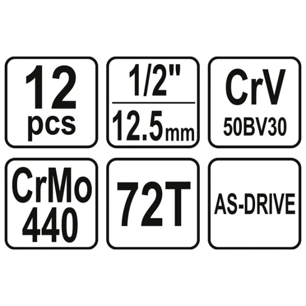 Set chei tubulare cu clichet Yato YT38671 Cantitatea în set: 12 buc photo 4