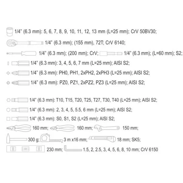 Набор инструментов Yato YT38920 Количество в наборе: 60 photo 4