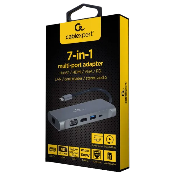 Адаптер Cablexpert A-CM-COMBO7-01 USB Type-C/ Серый photo 3