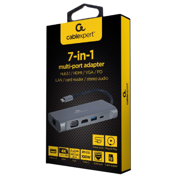 Адаптер Cablexpert A-CM-COMBO7-01 USB Type-C/ Серый photo 3