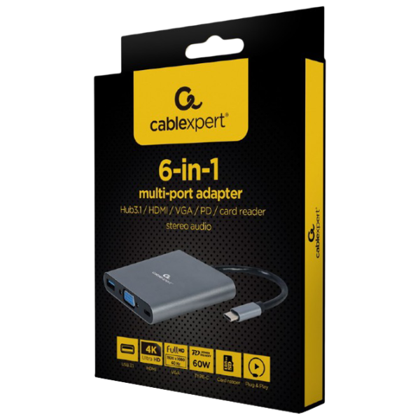 Адаптер Cablexpert A-CM-COMBO6-01 USB Type-C/ Серый photo 3
