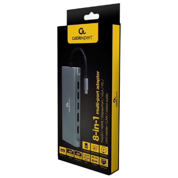 Adapter Cablexpert A-CM-COMBO8-01 USB Type-C/ Gray photo 3