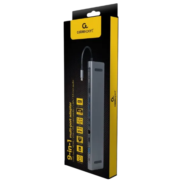 Adapter Cablexpert A-CM-COMBO9-01 USB Type-C/ Gray photo 4