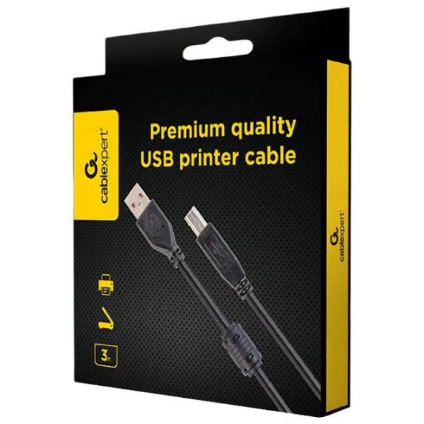 Кабель данных Cablexpert USB Type-A + USB Type-B 3 м/ Черный photo 3