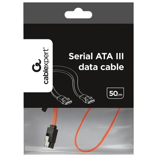 Cablu de date Cablexpert SATA III + SATA III 0.5 m/ Orange photo 2