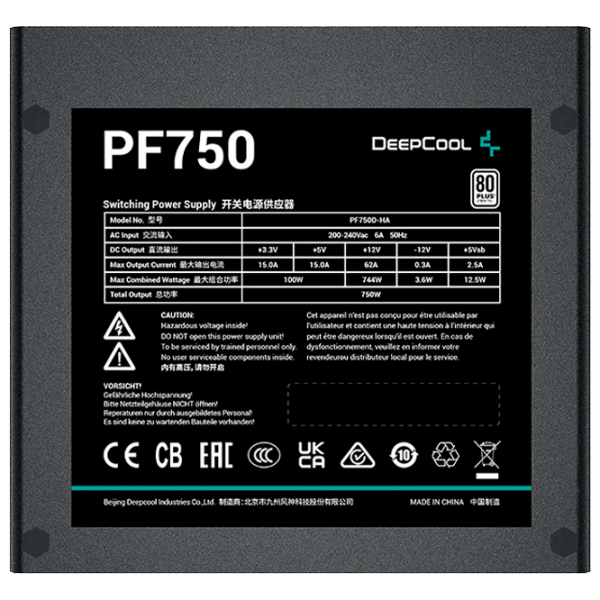 Блок питания Deepcool PF750 80 PLUS/ 750 Вт photo 2