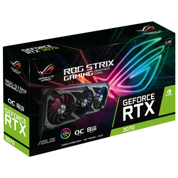 Видеокарта Asus GeForce RTX 3070 LHR ROG Strix Gaming OC V2 PCI Express x16 4.0 / 8 ГБ photo 7 Видеокарта Asus GeForce RTX 3070 LHR ROG Strix Gaming OC V2 PCI Express x16 4.0 / 8 ГБ photo 7