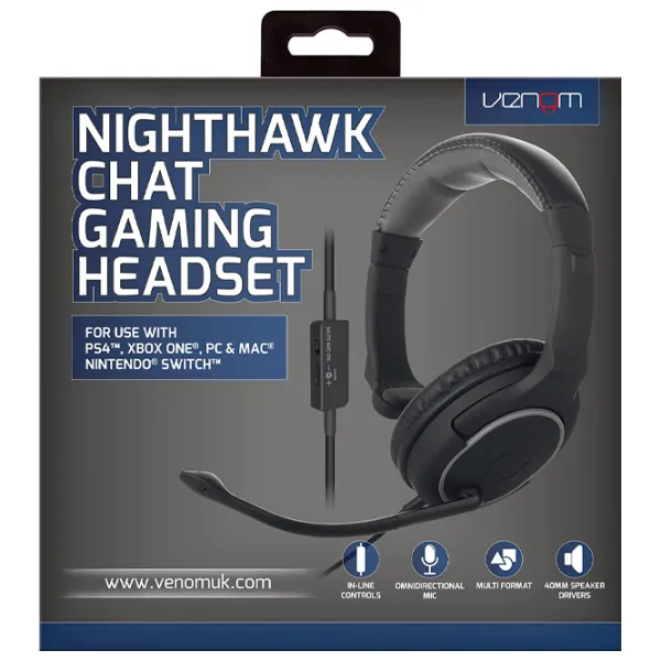 Căști Venom Nighthawk CHAT VS286 Black Cu fir/ Gaming photo 6