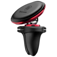 Suport pentru telefon Baseus Magnet Car Mount With Cable Clip Red photo 3