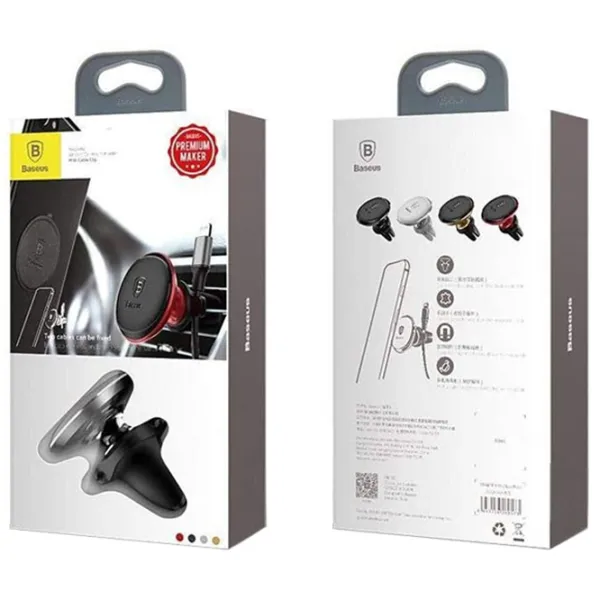 Suport auto Baseus Magnet Car Mount With Cable Clip Red photo 5 Suport auto Baseus Magnet Car Mount With Cable Clip Red photo 5