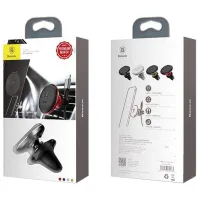 Suport pentru telefon Baseus Magnet Car Mount With Cable Clip Red photo 5