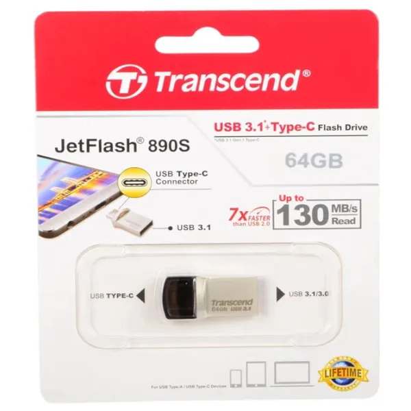 Transcend JetFlash 890 64 ГБ Серебристый photo 10