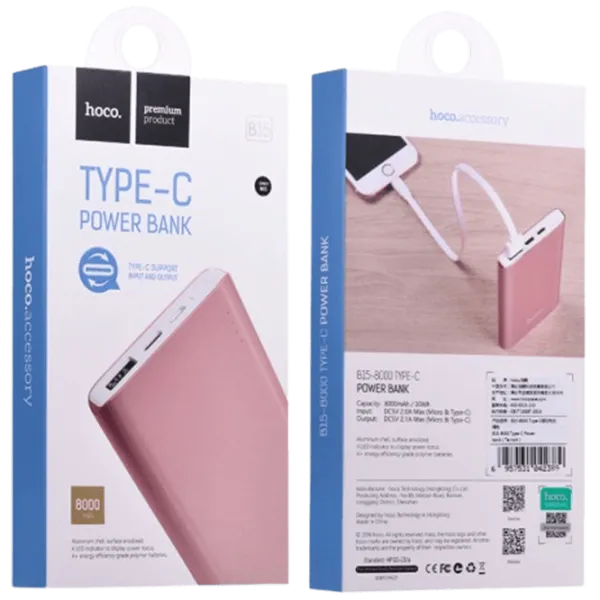 Power Bank Hoco B15 8000 мАч/ Rose photo 3