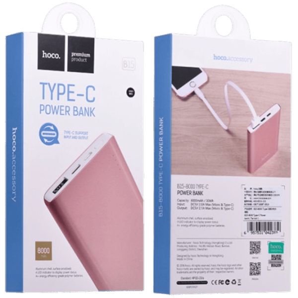 Power Bank Hoco B15 8000 мАч/ Rose photo 3
