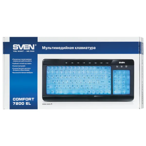 Клавиатура Sven Comfort 7200 EL Проводная/ Черный photo 6