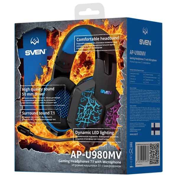 Căști Sven Ap U980MV Blue Black Cu fir/ Gaming photo 8
