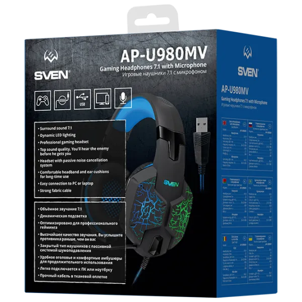 Căști Sven Ap U980MV Blue Black Cu fir/ Gaming photo 9