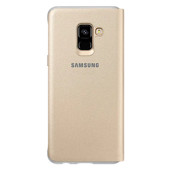 Husa Samsung Galaxy A8 (2018) Orig Flip Cover/ PU/ Neon Gold photo 2