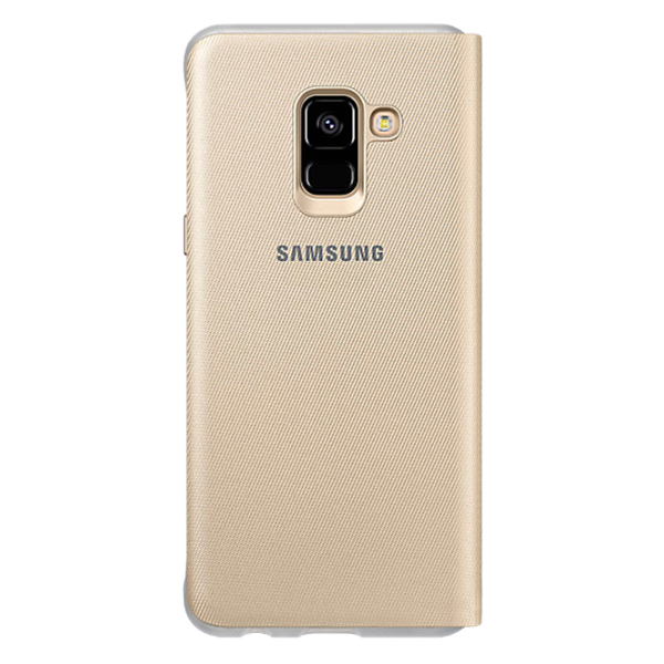 Husa Samsung Galaxy A8 (2018) Orig Flip Cover/ PU/ Neon Gold photo 2