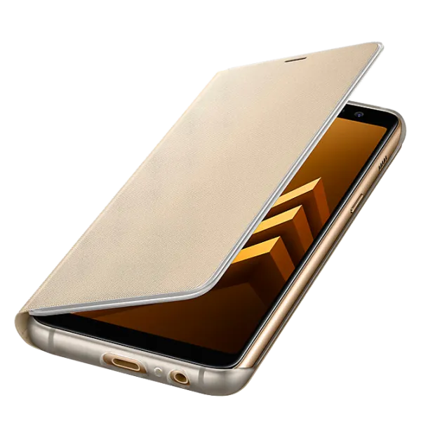 Husa Samsung Galaxy A8 (2018) Orig Flip Cover/ PU/ Neon Gold photo 3