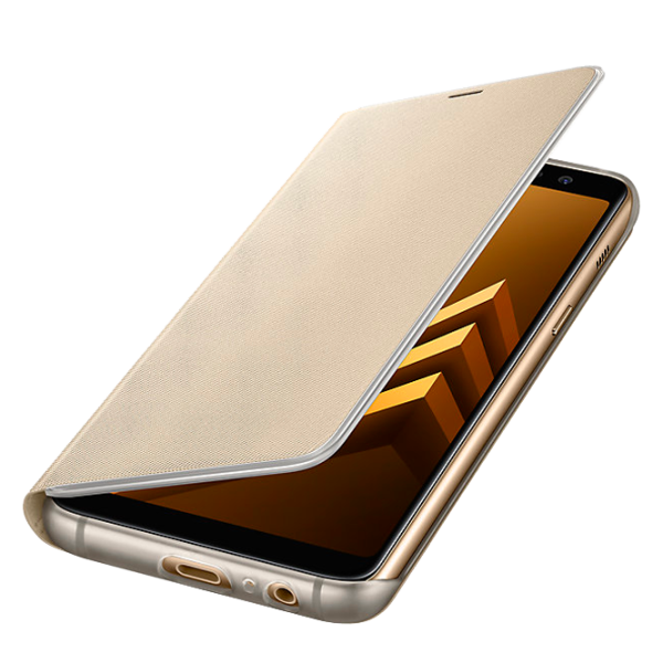 Husa Samsung Galaxy A8 (2018) Orig Flip Cover/ PU/ Neon Gold photo 3