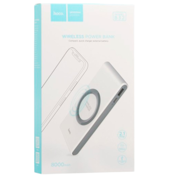 Power Bank Hoco B32 Energetic wireless charging 8000 mAh/ White photo 3