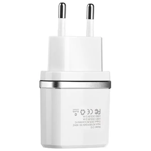 Adaptor de rețea Hoco C12 2.4 A/ White photo 2