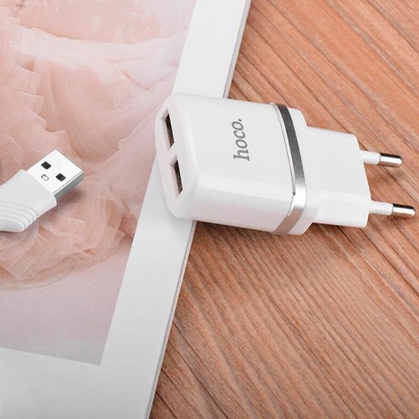 Adaptor de rețea Hoco C12 2.4 A/ White photo 6