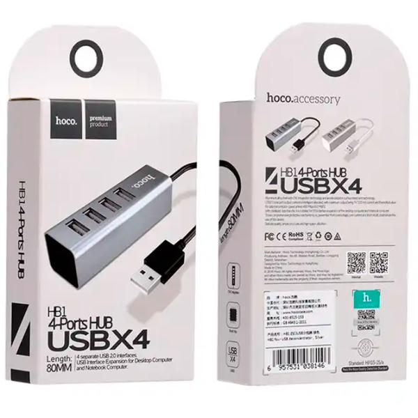 Адаптер Hoco HB1 USB Type-A/ Серебристый photo 3