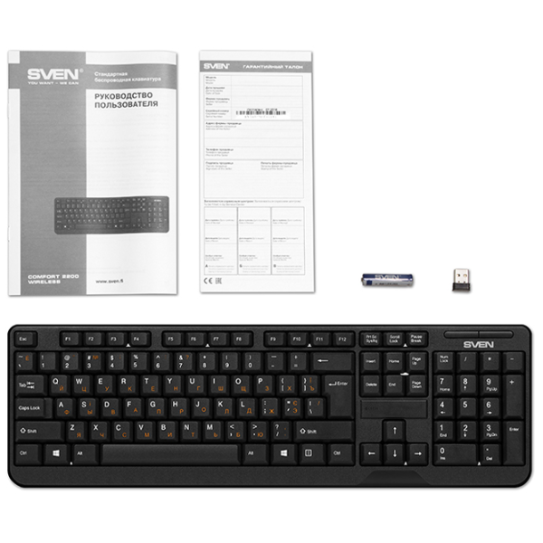 Tastatură Sven Comfort 2200 Fără fir/ Black photo 5