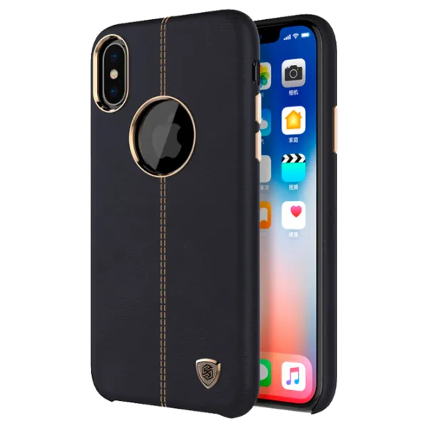 Husă pentru smartphone Apple iPhone X Nillkin/ Back/ PC/ PU/ Gold Black photo 3