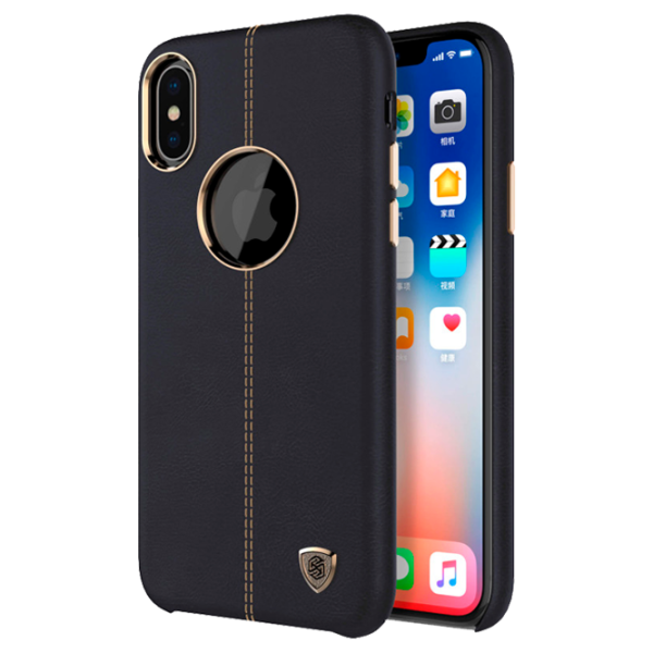 Husă pentru smartphone Apple iPhone X Nillkin/ Back/ PC/ PU/ Gold Black photo 3