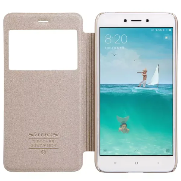 Husă pentru smartphone Xiaomi Redmi 4X Nillkin/ Flip Cover/ Piele/ Gold photo 5