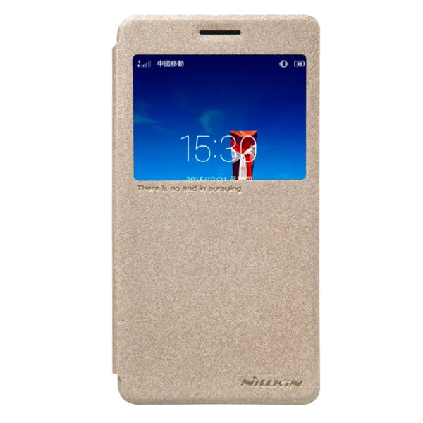Husa Lenovo Vibe P1M Nillkin Flip Cover/ Leather/ Gold photo 2