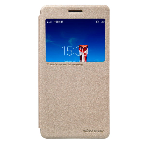 Husa Lenovo Vibe P1M Nillkin Flip Cover/ Leather/ Gold photo 2