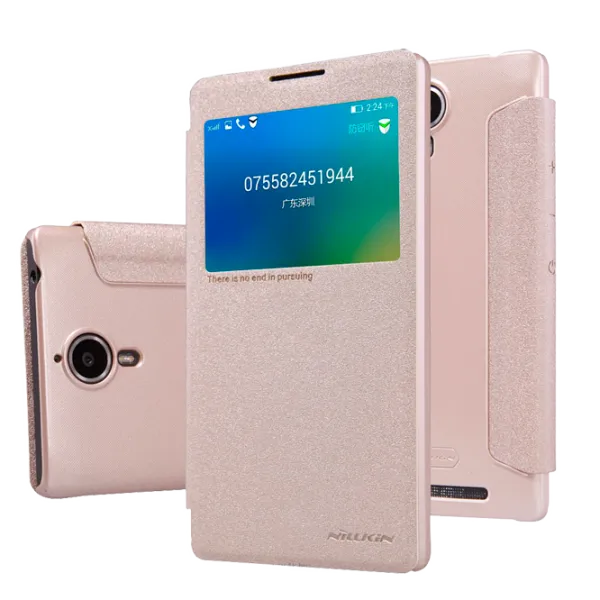Husa Lenovo P90 Nillkin Flip Cover/ Leather/ Gold photo 2