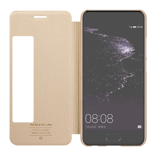 Husă pentru smartphone Huawei P10 Plus Nillkin/ Flip Cover/ Piele ecologică/ Gold photo 5