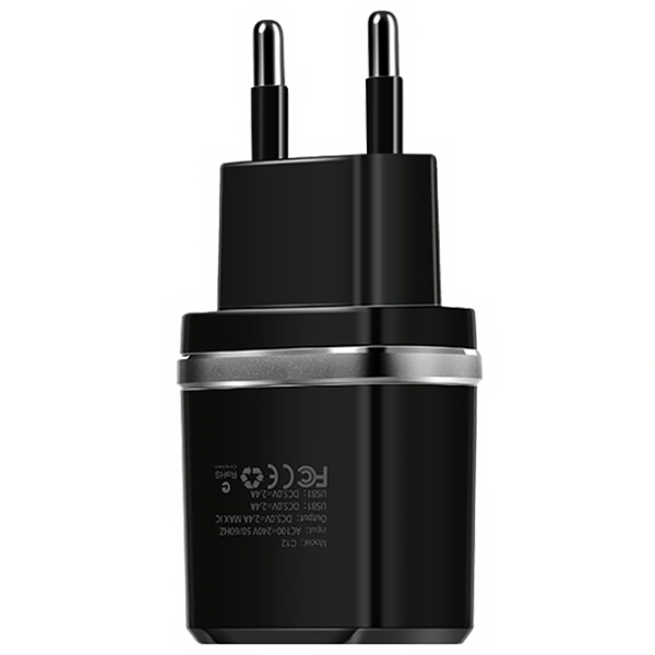 Adaptor de rețea Hoco C12 2.4 A/ Black photo 3