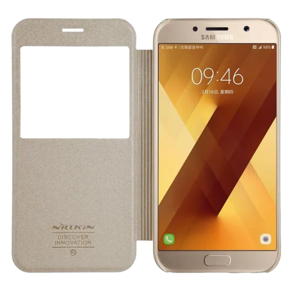 Husa Samsung Galaxy A3 (2017) Nillkin Flip Cover/ Leather/ Gold photo 3