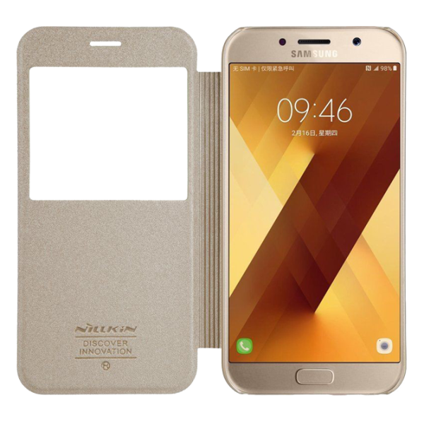 Husa Samsung Galaxy A3 (2017) Nillkin Flip Cover/ Leather/ Gold photo 3