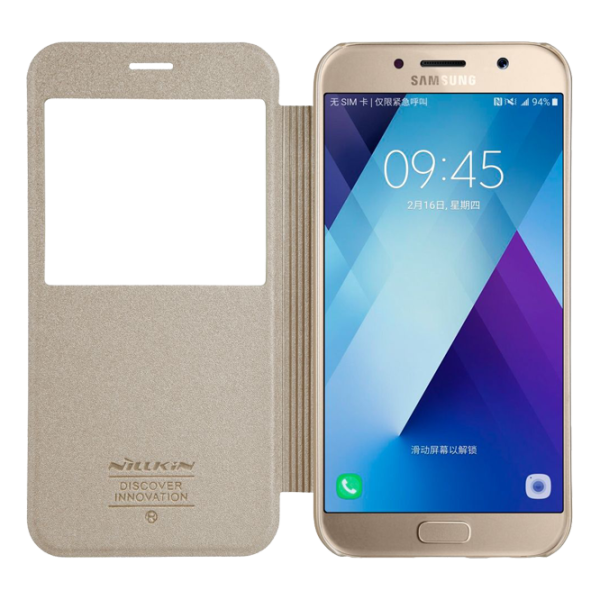 Husă pentru smartphone Samsung Galaxy A5 (2017) Nillkin/ Flip Cover/ Piele/ Gold photo 3
