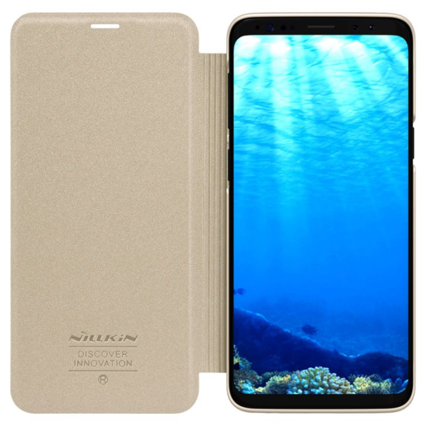 Чехол для смартфона Samsung Galaxy S9 Plus Nillkin/ Flip Cover/ Кожа/ Золотой photo 5