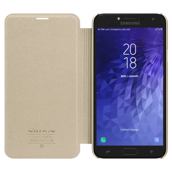 Husa Samsung Galaxy J4 Nillkin Flip Cover/ Leather/ Gold photo 5