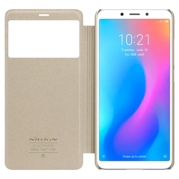 Husa Xiaomi Redmi 6 Nillkin Flip Cover/ Leather/ Gold photo 5