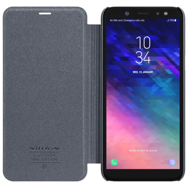 Husa Samsung Galaxy A6 Plus (2018) Nillkin Flip Cover/ Leather/ Black photo 5