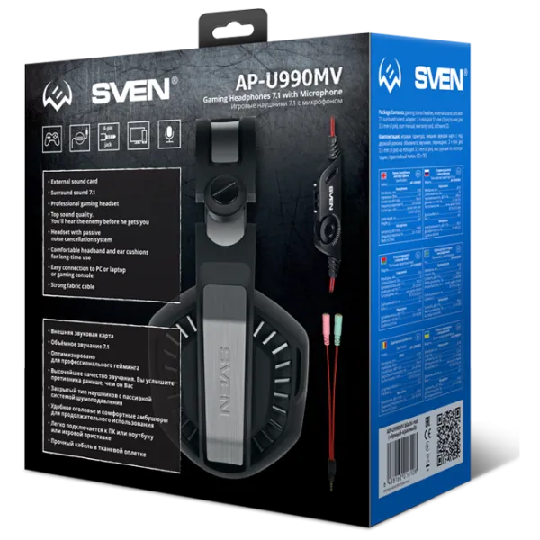 Căști Sven AP U990MV Red Black Cu fir/ Gaming photo 17