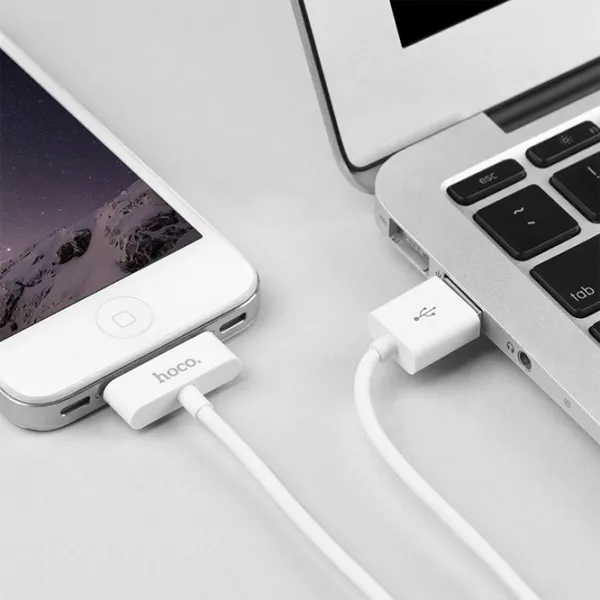 Cablu pentru telefon X23 Hoco USB Type-A + 30-pin 1 m/ White photo 5